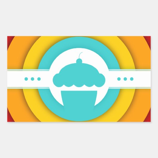 retro cupcake rechthoekige sticker (Voorkant)