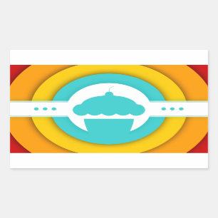 retro cupcake rechthoekige sticker