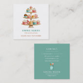  Retro Cupcake Stand Bakkerij banketbakker Vierkante Visitekaartje (Voorkant / Achterkant)