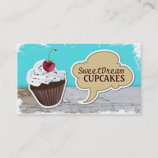 Retro Cupcake Visitekaartjes (Voorkant)