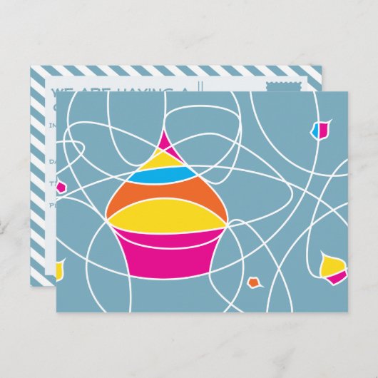 retro CUPCAKE vormen partijuitnodiging Uitnodiging Briefkaart (Voorkant / Achterkant)