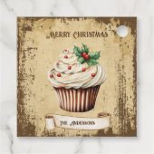 Retro  Cupcake Vrolijk Kerstfeest Bedankjes Labels (Achterkant)