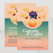 Retro Cupcakes koffie uitnodiging (Voorkant / Achterkant)