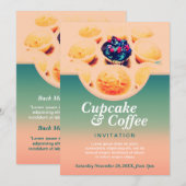 Retro Cupcakes Koffie Uitnodiging (Voorkant / Achterkant)