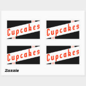 retro cupcakes rechthoekige sticker (Vel)