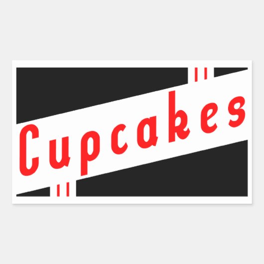 retro cupcakes rechthoekige sticker (Voorkant)