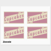 retro cupcakes rechthoekige sticker (Vel)