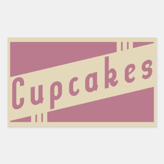 retro cupcakes rechthoekige sticker (Voorkant)
