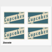 retro cupcakes rechthoekige sticker (Vel)