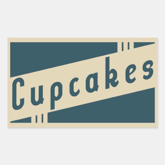 retro cupcakes rechthoekige sticker (Voorkant)