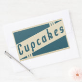 retro cupcakes rechthoekige sticker (Envelop)