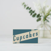 retro cupcakes visitekaartje (Staand voorkant)