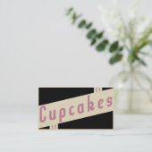 retro cupcakes visitekaartje (Staand voorkant)