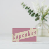 retro cupcakes visitekaartje (Staand voorkant)