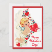 Retro Cupid Angel Custom Valentijnsdag Feestdagenkaart (Voorkant)