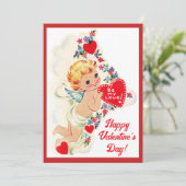 Retro Cupid Angel Custom Valentijnsdag Feestdagenkaart (Staand voorkant)