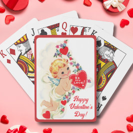  Retro Cupid Angel Custom Valentijnsdag Pokerkaarten