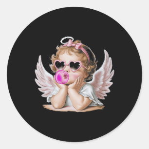 Retro Cupid Angel Valentijnsdag Cupid Blow Ronde Sticker