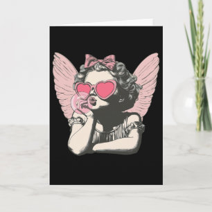 Retro Cupid Valentijnsdag Schattige Vintage Cupid  Kaart