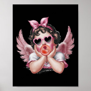 Retro Cupido Engel Valentijnsdag Vintage Cupido Bl Poster
