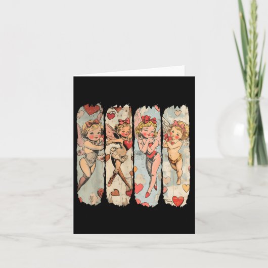 Retro Cupido Happy Valentines Day Kaart (Voorkant)