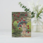 Retro Cupido Hart Paraplu Valentijn Kaart (Staand voorkant)