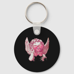 Retro Cupido Valentijnsdag Blaast Bubbel Boog Vint Sleutelhanger