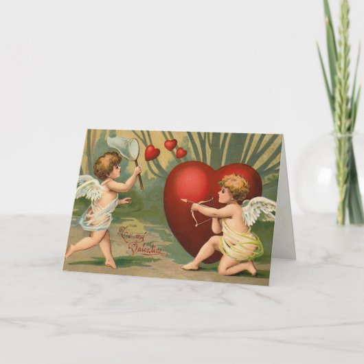 Retro Cupido Valentijnsdag Kaart (Voorkant)