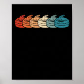 Retro  Curling Player Curler Winter Ice Poster (Voorkant)