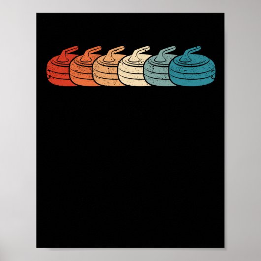 Retro  Curling Player Curler Winter Ice Poster (Voorkant)