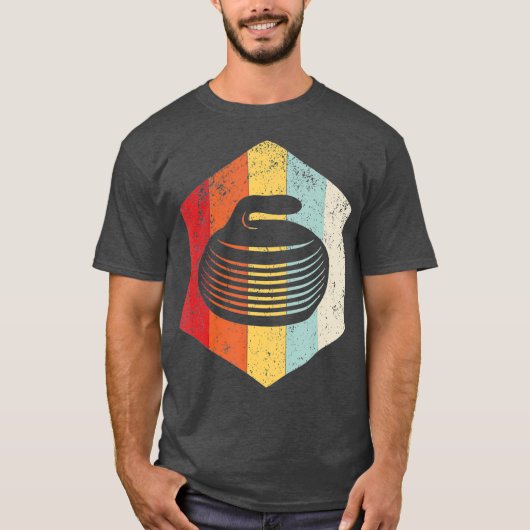 Retro Curling Stone Silhouet Gift T-shirt (Voorkant)