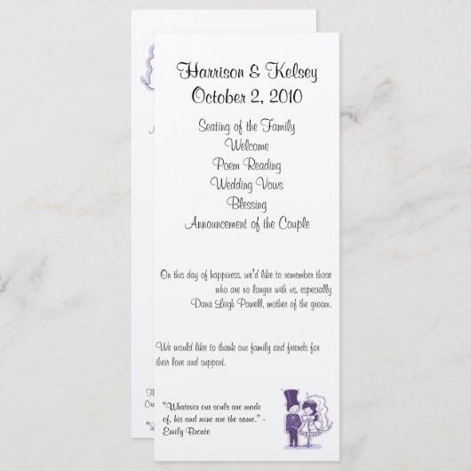 Retro Cursive Wedding Program Programmakaart (Voorkant / Achterkant)