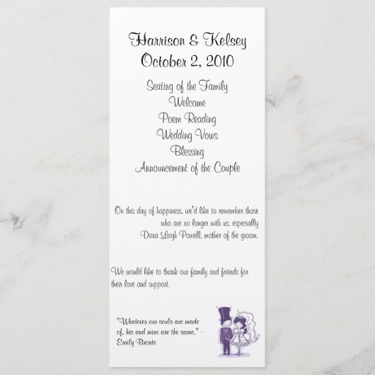 Retro Cursive Wedding Program Programmakaart (Voorkant)