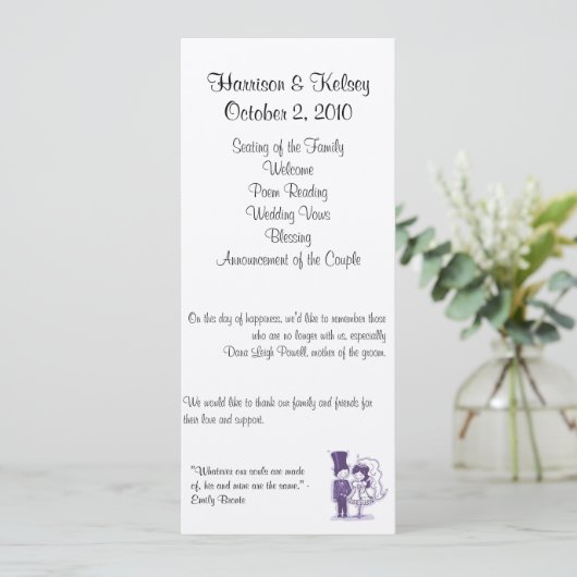 Retro Cursive Wedding Program Programmakaart (Staand voorkant)