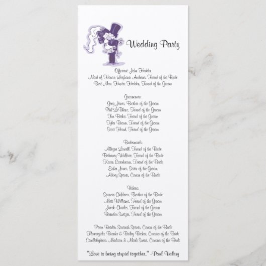 Retro Cursive Wedding Program Programmakaart (Achterkant)