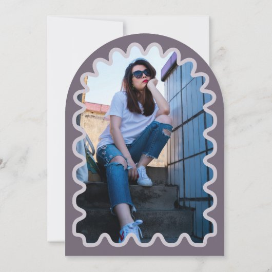 Retro Curve Krabbel Golvend Paarse Boog Afstuderen Kaart (Achterkant)