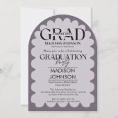 Retro Curve Krabbel Golvend Paarse Boog Afstuderen Kaart (Voorkant)