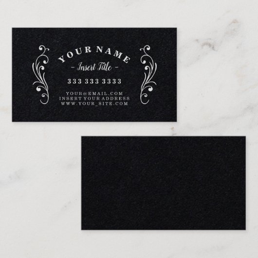 Retro Curved Text Professional  zwart Visitekaartje (Voorkant / Achterkant)