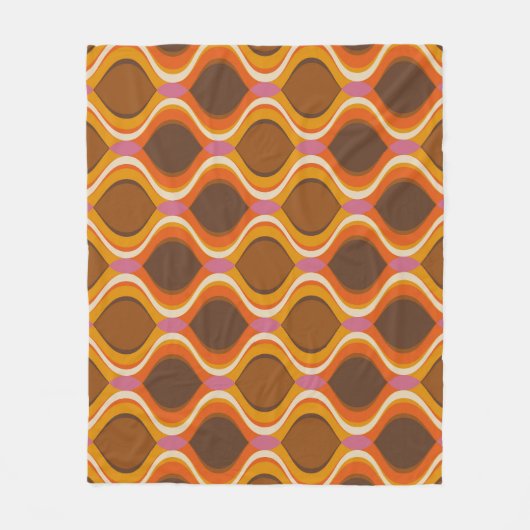 Retro Curven: jaren '60-70 Wallpaper Textuur. Fleece Deken (Voorkant)