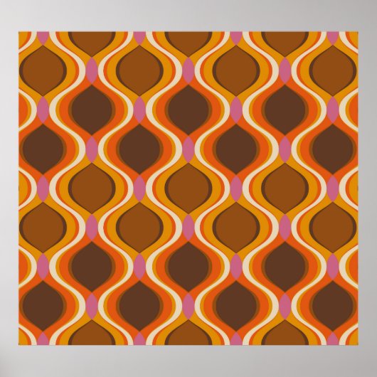 Retro Curven: jaren '60-70 Wallpaper Textuur. Poster (Voorkant)