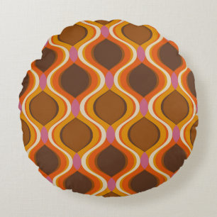 Retro Curven: jaren '60-70 Wallpaper Textuur. Rond Kussen