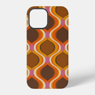 Retro curven naadloos patroon. 70s 60s stijl behan iPhone 12 hoesje