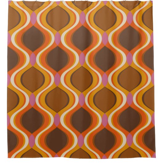 Retro curves seamless pattern. 70s 60s style wallp douchegordijn (Voorkant)