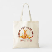 Retro Custom Bunny en eieren Alleen Hoppy Hunting Tote Bag (Achterkant)