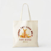 Retro Custom Bunny en eieren Alleen Hoppy Hunting Tote Bag (Voorkant)