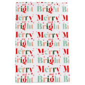 Retro Custom Colors Merry and Bright Christmas Medium Cadeauzakje (Voorkant)