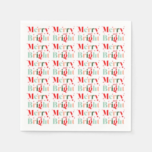 Retro Custom Colors Merry and Bright Christmas Servet (Voorkant)