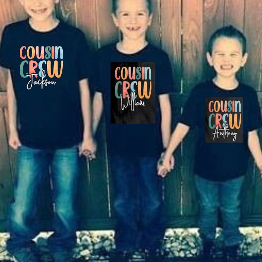 Retro Custom Cousin Crew Voeg jouw naam toe Zwart