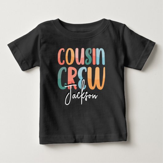 Retro Custom Cousin Crew Voeg jouw naam toe Zwart (Voorkant)