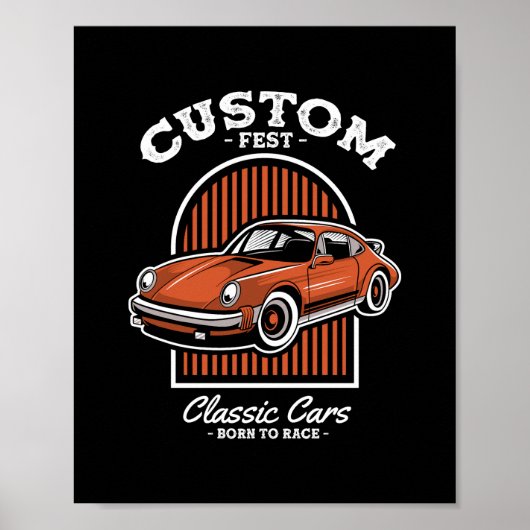 Retro Custom Fest sportwagen ontwerp Poster (Voorkant)
